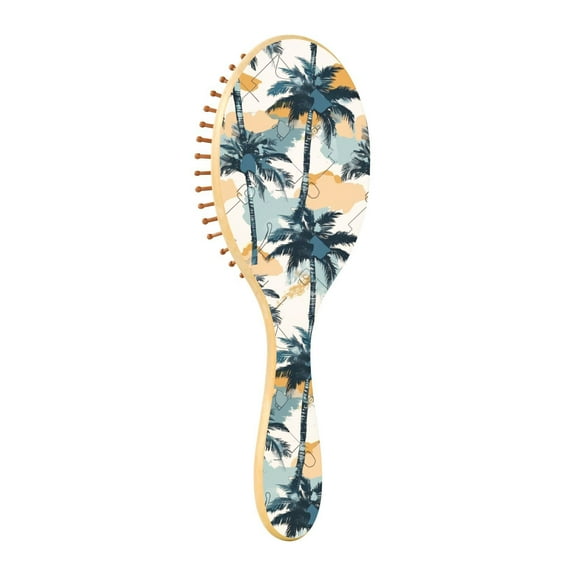 JSTEL Palm Trees Tropical Hair Brush for Women Men Natural Wood Detangler Brushes for All Hair Types Hairbrush for Wet & Dry