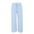 thumbnail image 4 of TRUBKH Gauze Pants for Women Casual Summer Women's Pants Trousers Pants for Women Flowy Pants for Women Jogging Pants for Women Wide Leg Pants Work Pants Women Light Blue XL, 4 of 9