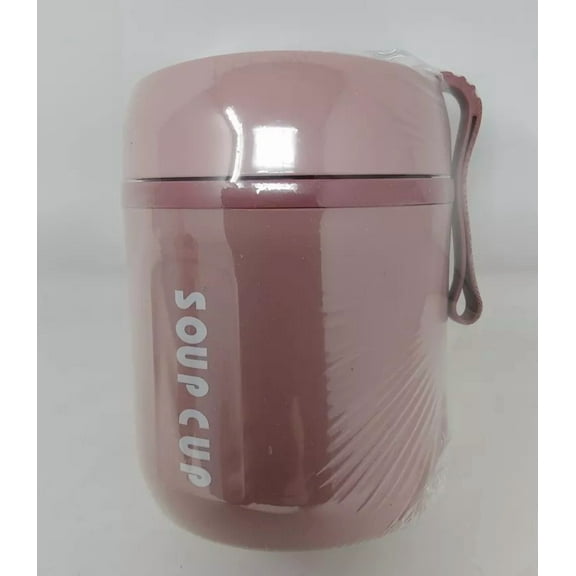 KLYNE - 16.2 Oz Vacuum Insulated Stainless Steel Food Soup Cup Jar Thermos & Spoon Pink