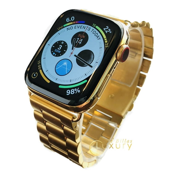 Custom 24K Gold Plated 44mm iWatch SERIES 5 with Gold Link Band GPS LTE (2019 Release)