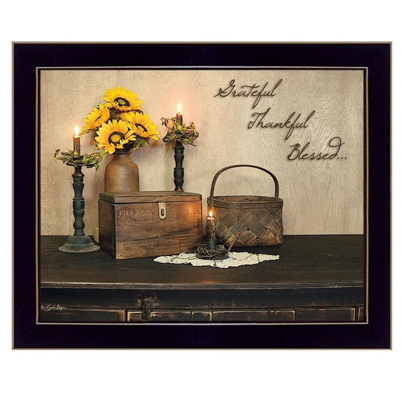 Grateful Thankful Blessed By Susan Boyer Printed Wall Art Wood Multi-Color