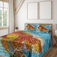 thumbnail image 2 of Ambesonne Fish Fitted & Top Sheet Set with Shams, Stained Glass Mosaic Fish Art, Orange and Blue, 2 of 7