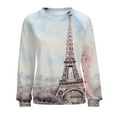 thumbnail image 7 of Eiffel Tower Women's Floral Printed Sweatshirt Long Sleeve Crewneck Casual Loose Vintage Graphic Pullover Tops, 7 of 7