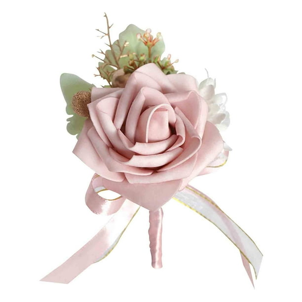 pstuiky Accesorios florales para bodas con rosas para hombres y mujeres, ramilletes de flores artificiales para la muñeca