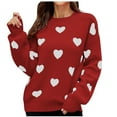 thumbnail image 2 of AGWOLF Cute Sweaters for Women Chunky Crewneck Knit Pullover Casual Heart Print Long Sleeve Jumper Trendy Drop Shoulder Tops, 2 of 5
