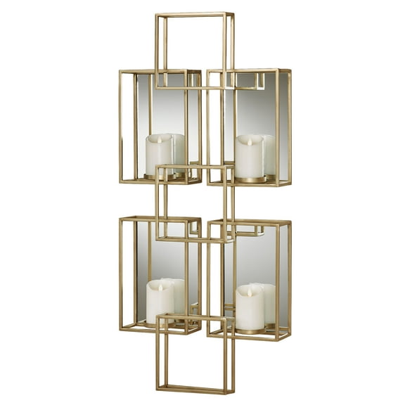 Contemporary Kierra Metal Wall Sconce Candelabra with Mirrors Satin Gold