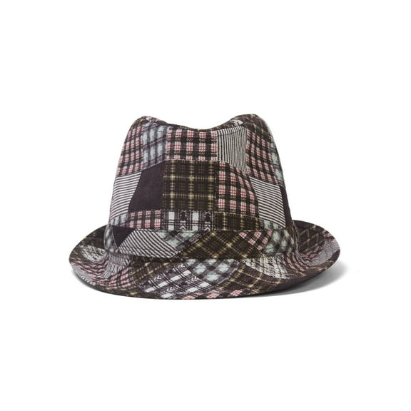 Womens Plaid Fedora w/ Band - Wine - Small/Medium