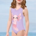 thumbnail image 3 of SEANATIVE Size 7-8 Y Bathing Suit One Piece Breathable Bikini Swimming Suit for Kids Girls Cartoon Axolotl Sleeveless Beach Swimwear, 3 of 7
