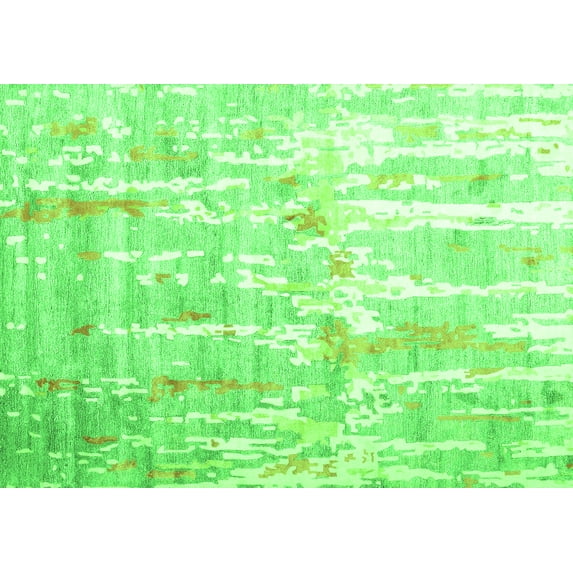 Ahgly Company Indoor Rectangle Abstract Green Contemporary Area Rugs, 5' x 8'