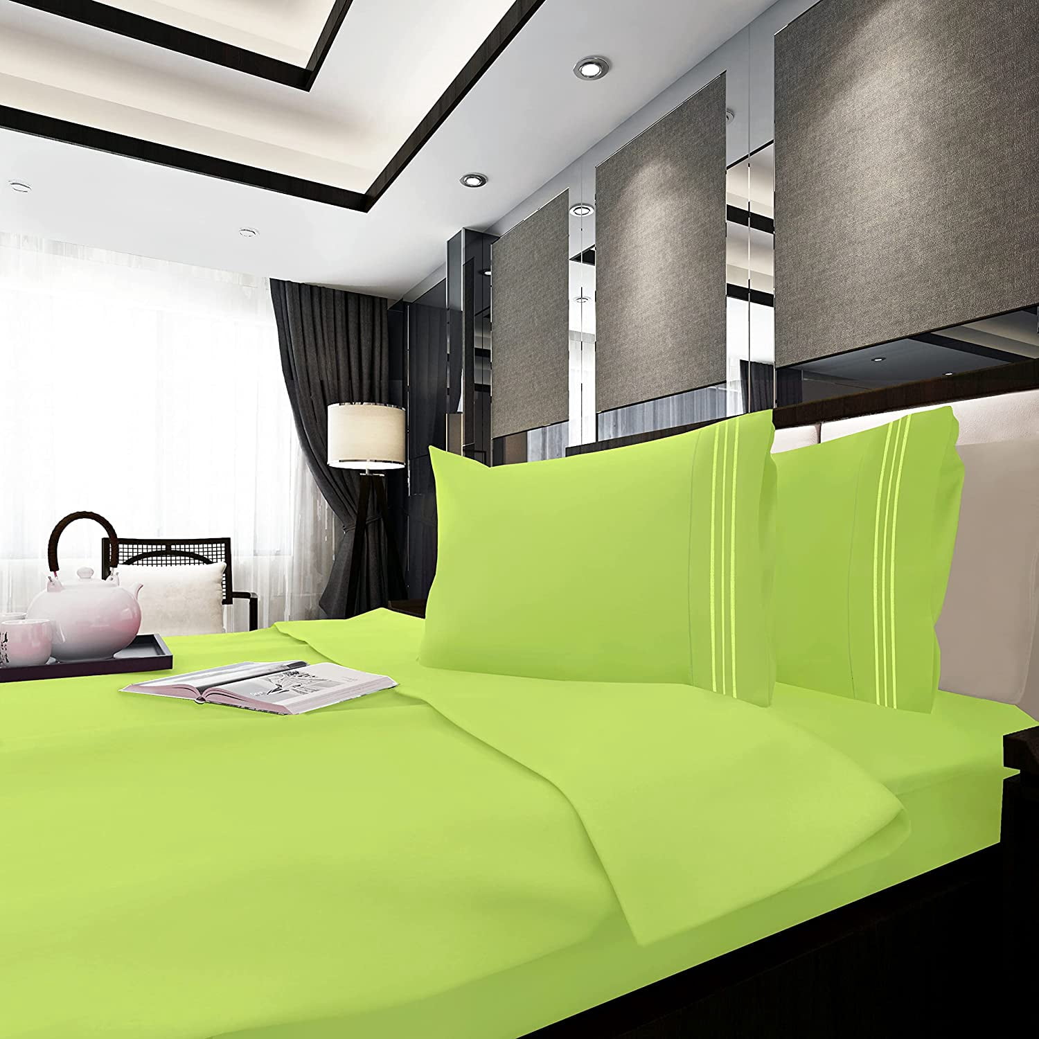 4-Piece Bed Sheet Set In a GIFT BOX Deep Pocket and Easy Fit Twin/Twin XL Lime