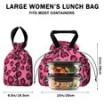 thumbnail image 5 of Black and Pink Leopard Print Drawstring Insulated Lunch Bag for Women, Stain-Resistant Large Lunch Tote with Multi-Pockets for Work Office, 5 of 6