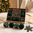 thumbnail image 2 of Dreisshy Christmas Balls Ornaments for Christmas Tree 10Pcs, Flocked Christmas Bulb Ornaments Set - Decorative Hanging Baubles, Shatterproof Christmas Decorations, Dark Green, 2 of 7