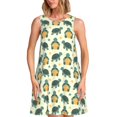 thumbnail image 1 of Balery Cartoon Turtles Vestidos de verano para mujer con estampado: vestido holgado sin mangas, vestido playero informal y cómodo para días calurosos., 1 of 7