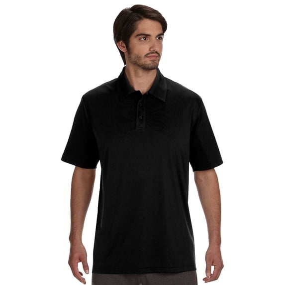 All Sport M1809 Team 365 Men's Three-Button Polo Shirt - Black - Small