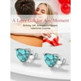 thumbnail image 4 of FOCALOOK Turquoise Love Heart Stud Earrings for Women 925 Sterling Silver Hypoallergenic Small Mini Earrings Daughter Girlfriend Valentines Day Birthday Jewelry Gifts, 4 of 8