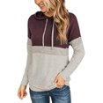 thumbnail image 1 of Women's Color Block Hoodies Fall Long Sleeve Sweatshirt Casual Drawstring Pullover Tops Striped Tunic Shirts, 1 of 5