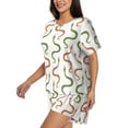 thumbnail image 2 of "Wukai Hand Drawn Snake Women's Pajama Set - Short-Sleeve Top and Shorts with Elastic Waistband and Pockets for Loungewear, Yoga, and Casual Wear-X-Large, 2 of 8