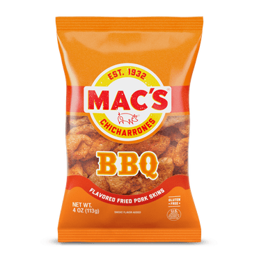 Mac's BBQ Chicharrones Pork Rinds, Pork Skins, 4 oz Bag