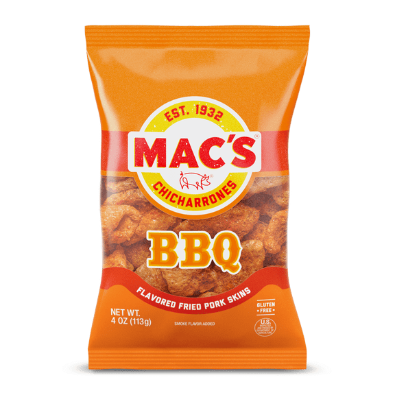 Mac's Bar-B-Q Fried Pork Skins, 4 oz Bag
