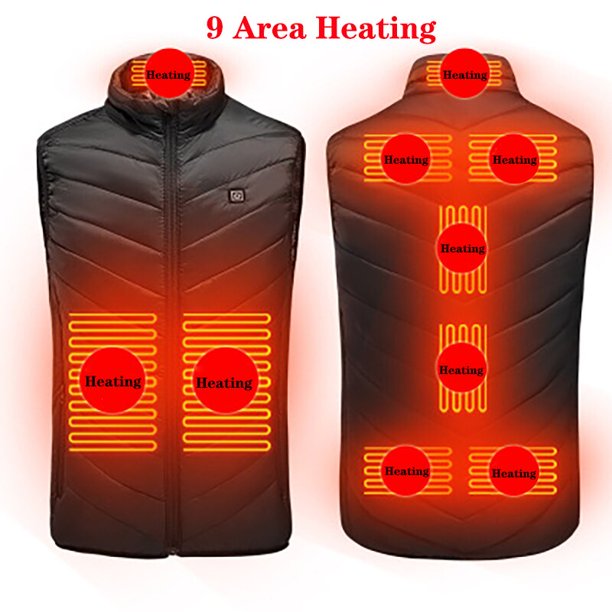 Chaleco calefactable de 17/11 lugares para hombres y mujeres, chaqueta calefactora Usb, chaleco calefactor, ropa térmica, chaleco de caza, chaqueta calefactora de invierno, BlackS-6XL Tan Jianjun unisex