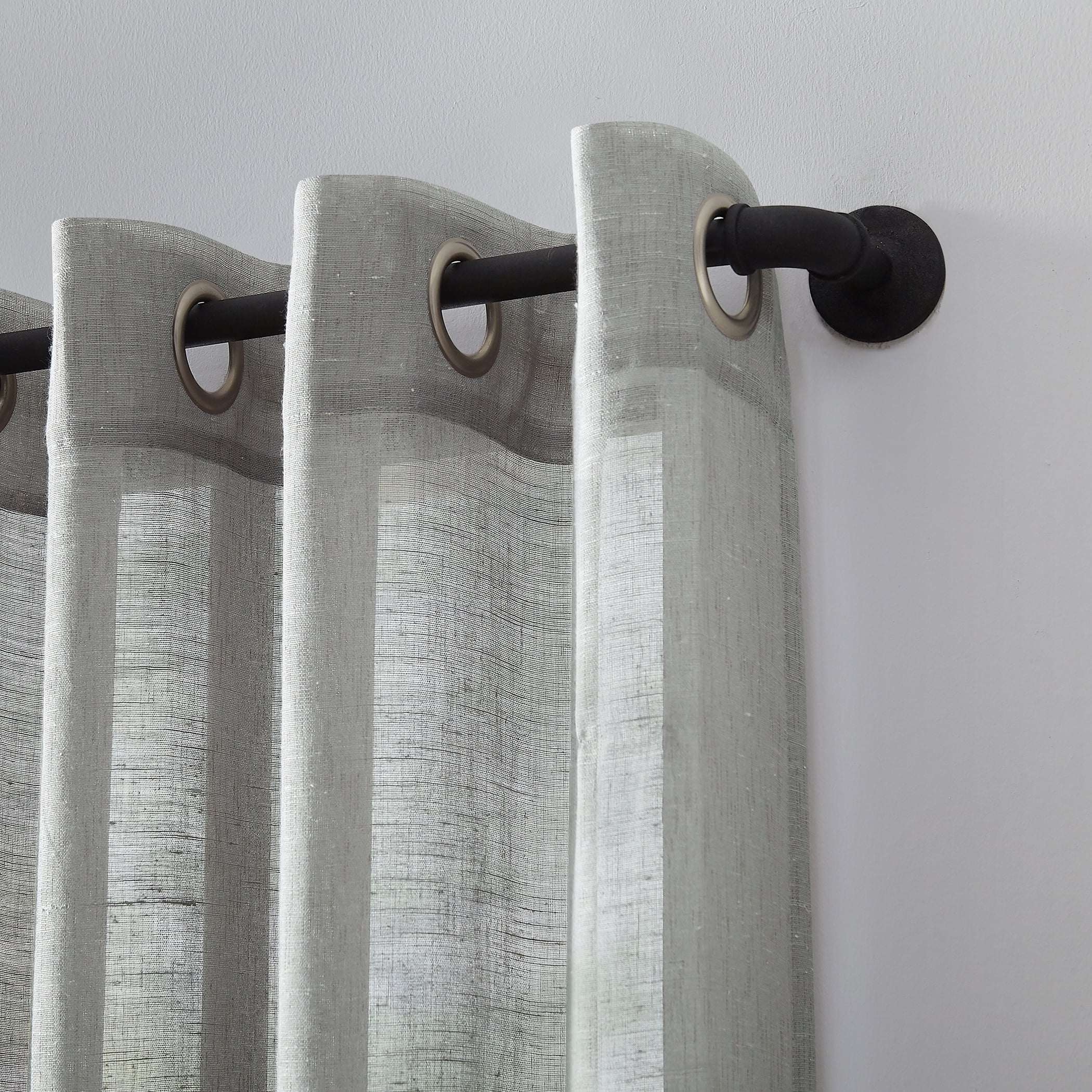 Archaeo Slub Textured Linen Blend Grommet Top Curtain, 52"x63", Gray