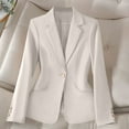 thumbnail image 2 of Htigea Long Sleeve Suit Jacket for Women Fashion Lapel Button Down Blazers Dressy Slim Fit Work Cardigans Outfit White,XL, 2 of 4