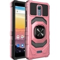 thumbnail image 7 of Spot goodsNokia C100 Case w/Tempered Glass Screen Protector Ring Car Mount Kickstand Hybrid Hard Shockproof Phone Case - Rose Gold, 7 of 7