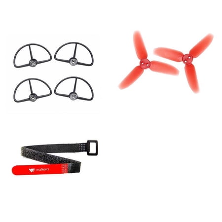HobbyFlip Propeller Guard Protection(Set of 4) w/ 3 Blade Propellers and Strap Compatible with Walkera Rodeo 110
