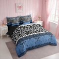thumbnail image 3 of Erosebridal Leopard Satin Bow Ribbon Queen Bedding for Girls, Cheetah Animal Print Lace Bedding Comforter Set Queen, Black Reversible 7 Pieces, 3 of 6