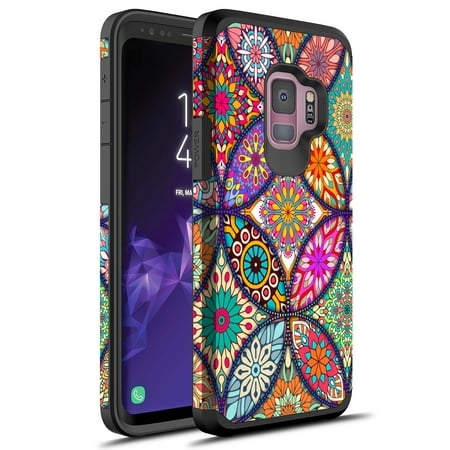 Samsung Galaxy S9 Plus Case, Rosebono Slim Hybrid Shockproof Hard Cover Graphic Fashion Colorful Skin Cover Armor Case for Samsung Galaxy S9 Plus (Colorful Mandala)