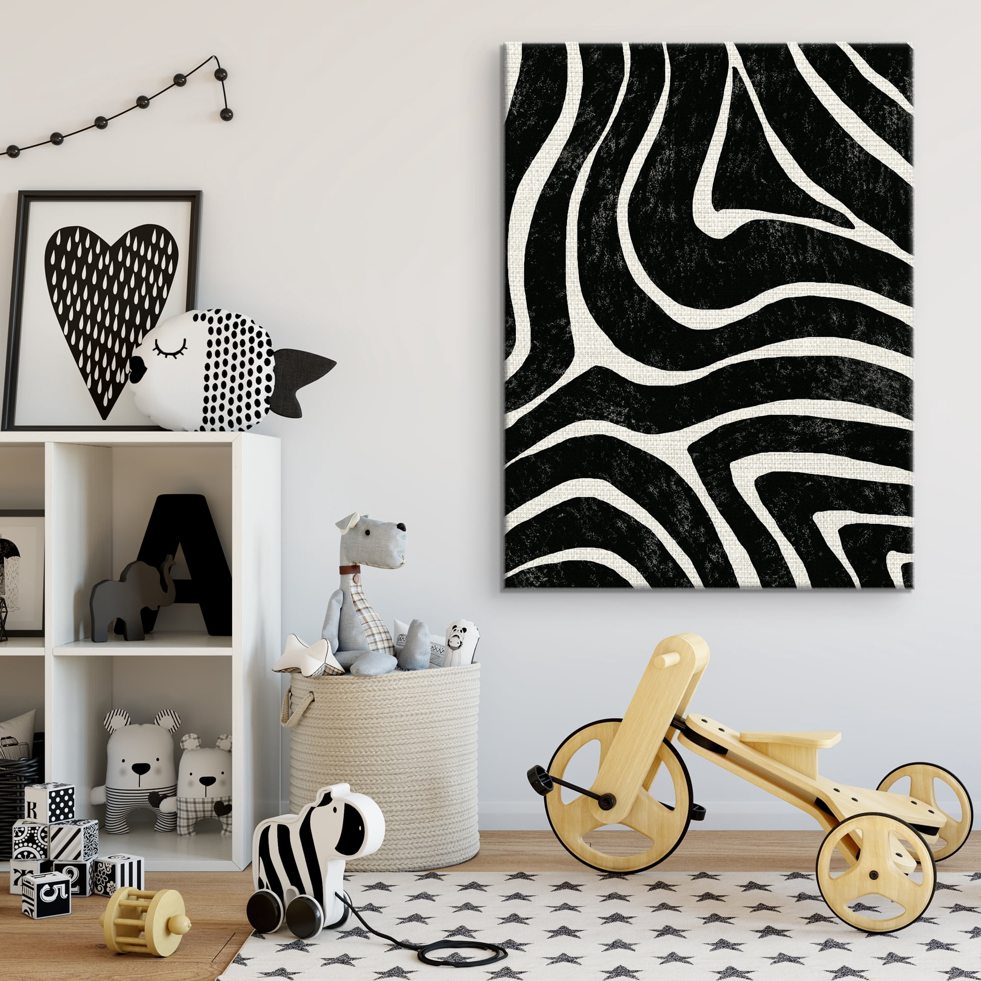 Masterpiece Art Gallery Patterned Abstract Lino Zebra Stripes by The Studio Canvas Art Print 30" x 40"