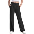 thumbnail image 3 of DuoJiaJ Girls Athletic Pants Straight Leg Joggers Loose Fit Casual Trousers For Teen Girls Youth Wear Comfy Stretch Fabric Everyday School Sportswear Girls Sweatpants Size 15-16 years,Black, 3 of 4