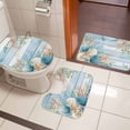 thumbnail image 5 of Marine Life Bathroom Rugs Set Shell Coral Eucalyptus Leaves Blue Wood Grain Non Slip Absorbent Soft Bath Mats 3 Piece Set with Bathroom Rug, U-Shaped Floor Mat, Toilet Seat Cover Large Size, 5 of 9