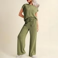 thumbnail image 4 of MSJUHEG Jumpsuits for Women,Jogging Suits for Women Plus Size,Lounge Sets for Women,2 Piece Outfits Sets Cap Sleeve Pullover Tops,Matching Sets Women Clothing,Track Suits for Women Set Army Green L, 4 of 9