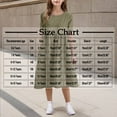 thumbnail image 3 of Spazoro Little and Big Girls A-line Dresses, Short Sleeve Round Neck Solid Color Comfortable Casual Dresses for Girls Army Green Size 13-14T, 3 of 8