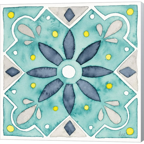 Great Art Now Garden Getaway Tile V Teal by Laura Marshall Canvas Wall Art