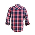 thumbnail image 2 of Coevals Club Men's Western Cowboy Long Sleeve Pearl Snap Plaid Work Shirts Navy Red Plaid 37 3X-Large, 2 of 4