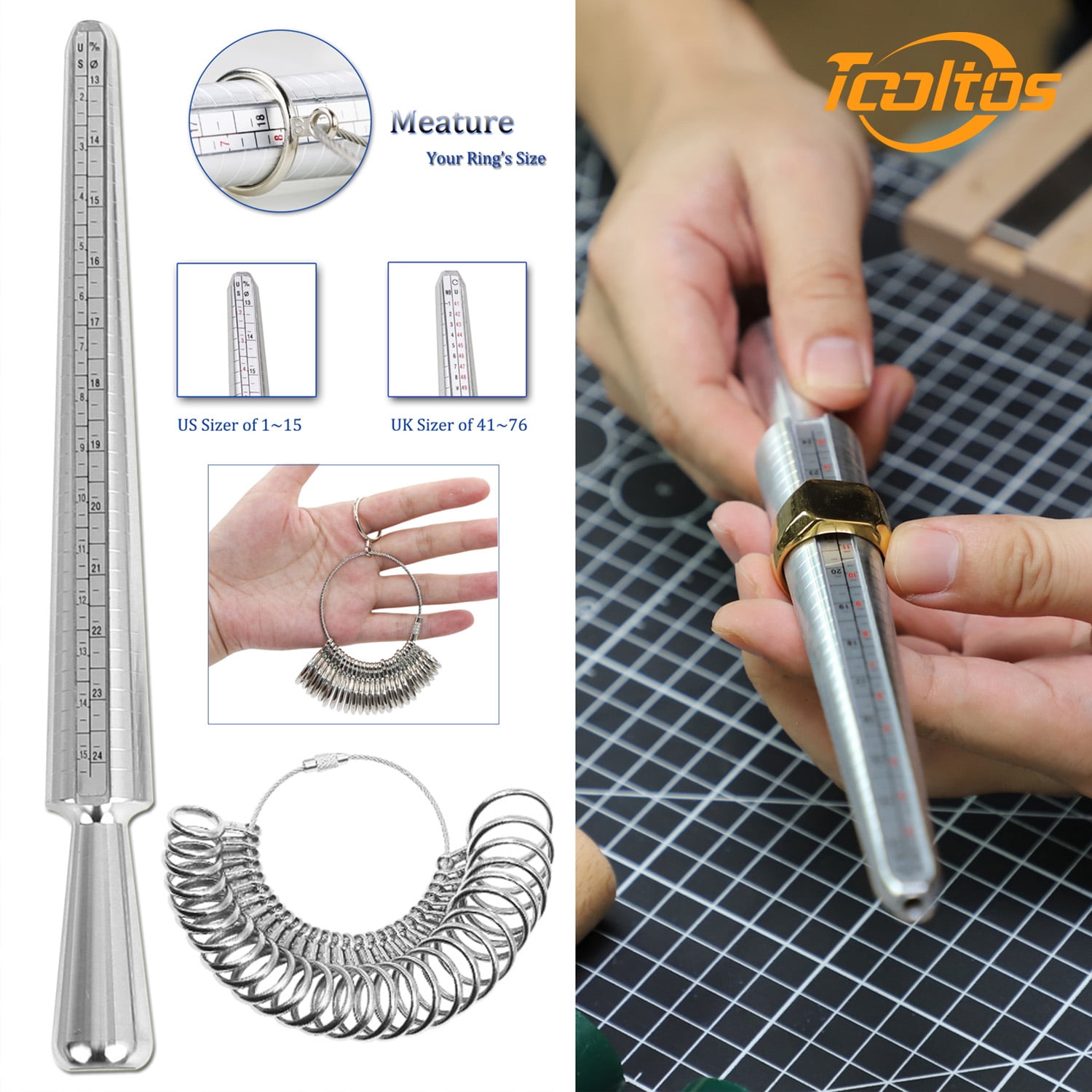 Multifunctional Ring Wax Model Kit Essential for Men's and Women's Ring Design Includes Measurement Tool, Double-Headed Rubber Hammer, Ring Wax Tubes, 5.91-Inch Caliper, Wooden Clamp, File, Adjustabl