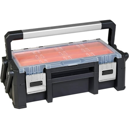 BIG RED 18" Portable Plastic Tool Box Cantilever Organizer Box with Removable Compartments