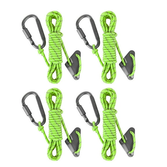 lanema 4Pcs Camping Rope with Locking Carabiner Clip Reflective Guy Lines with Guyline Adjuster Tensioner for Outdoor Hiking