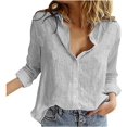 thumbnail image 3 of YUTANRAL Ropa de otoño para mujer 2022 Casual suelta cómoda talla grande Tops moda cuello en V manga larga Camisas para mujer Tops elegantes, 3 of 5