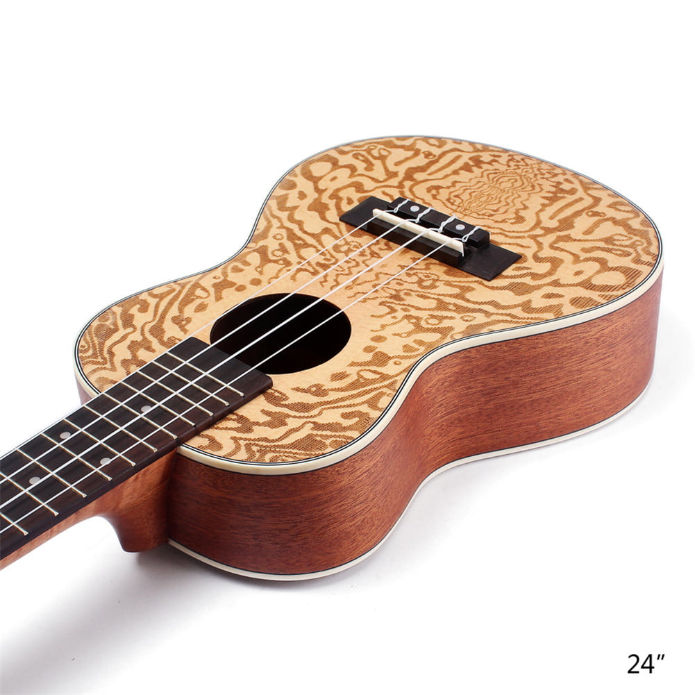 24 Inch Ukulele,Spruce Wood Carving Ukulele Rosewood Fretboard 4 String Hawaii Guitar 