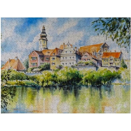 Wellsay 1000 Piece Jigsaw Puzzle for Kids Adults - City Above Mur River in Styria Austria Puzzle Game