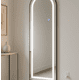 thumbnail image 3 of Espejo De Piso Cuerpo Completo De Pared Arqueado con Luz Led de 3 Tonos Decorativo con Soporte y Marco para Dormitorio Sala Comedor o Cuarto de 143cm, 3 of 5