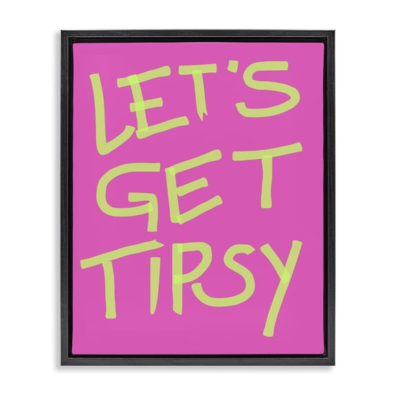 Stupell Industries Bohemian Vivid Let's Get Tipsy Black Floating Frame Canvas Art, 17 x 21, by House of Lulu