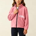 thumbnail image 5 of Boys Girls Fall Winter Solid Stand Collar Full Zip Fleece Jacket With Side Pockets, Soft Casual Coat,Pink, 5 of 9