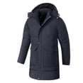 thumbnail image 3 of Blekii Men's Winter Coat with Hood, Insulated Puffy Jacket for Cold Weather, Thick Water-Resistant Warm Parka, Heavy Duty Winter Coat for Snow, Outdoor Thermal Hooded Coat for Men,, 3 of 9