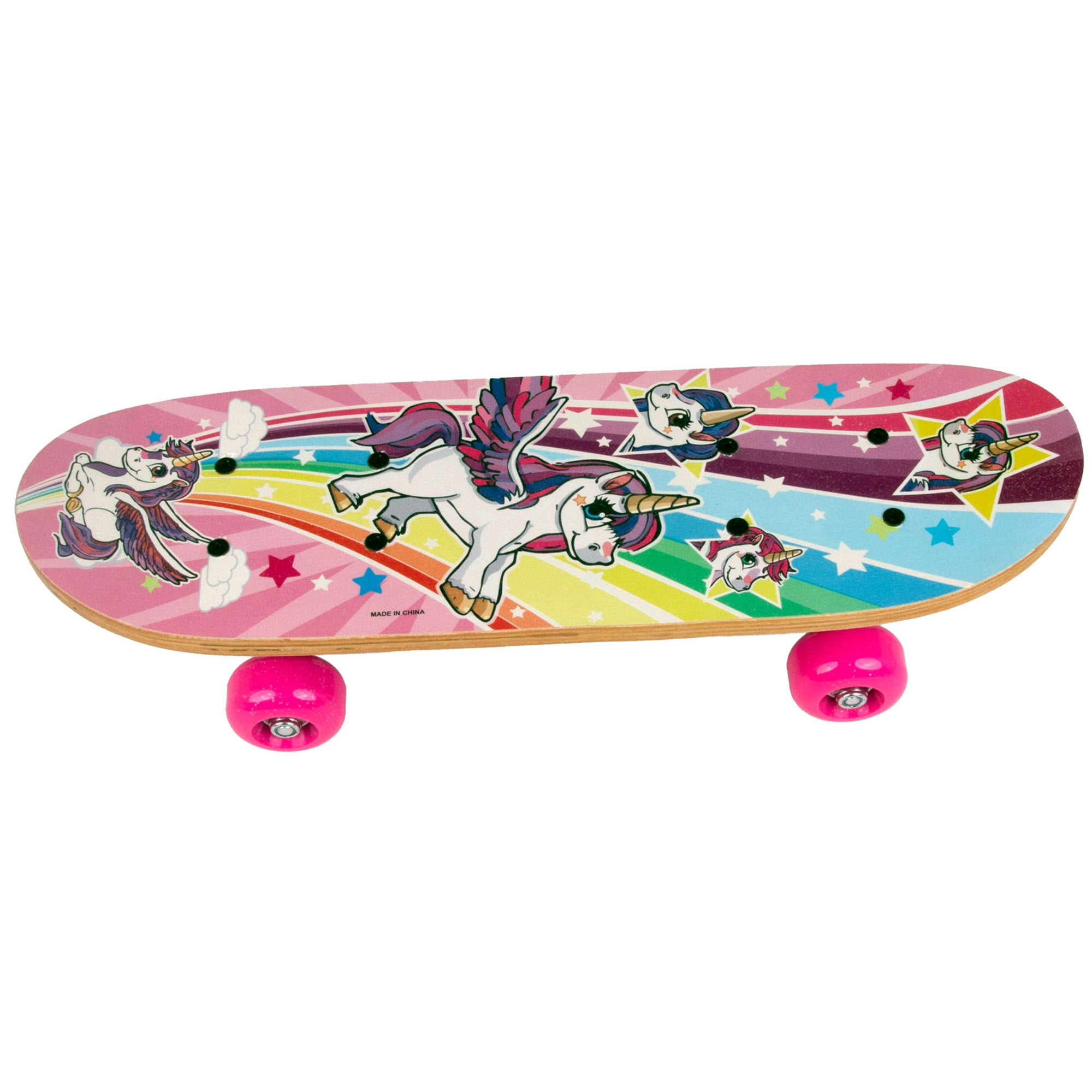 Ozbozz: 17" Skateboard - Unicorn - Heavy-Duty Flashing Wheels, Anti-Slip Grip, Smooth-Ride Bearings, Wooden Deck, Outdoor Ride-On Toy, Kids Ages 3+