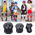 thumbnail image 4 of Wosthever 6 unids/set hombres mujeres patinaje equipo de protección conjunto monopatín hielo rodillo coderas muñequera niño ciclismo montar Ropa Deportiva, Zapatos Azul negro M, 4 of 6