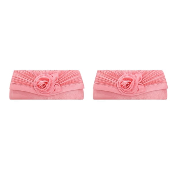 Sonducket Bolso con cierre clásico y de moda para mujer - Accesorio para trajes de noche Rojo coral 1 2piezas
